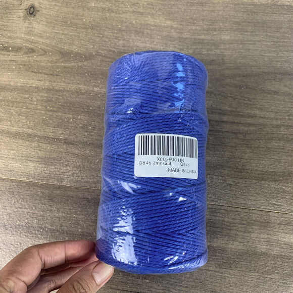 200M 3MM Natural Blue Cotton DIY Twisted Cord Macrame Rope Artisan Craft String - Picture 3 of 11